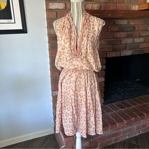 Lola Austrailia Pink Leopard Print Sleeveless Cotton Dress Sz S